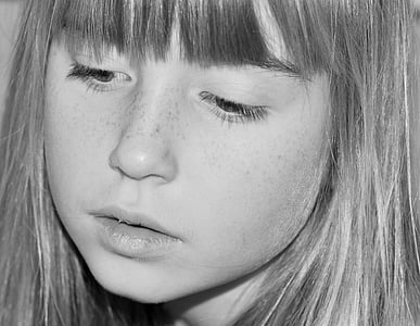 child, girl, face, thoughtful, consider, portrait