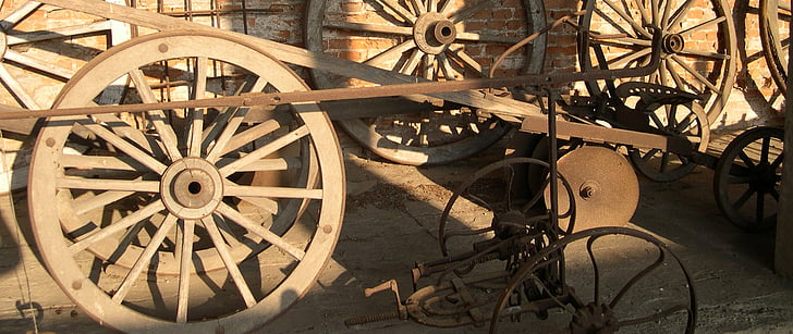 wheels, old, wood, spokes, wheel, faceplate