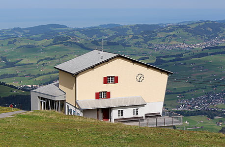 mountain station, panorama, ebenalp, appenzell, switzerland, mountain, european Alps