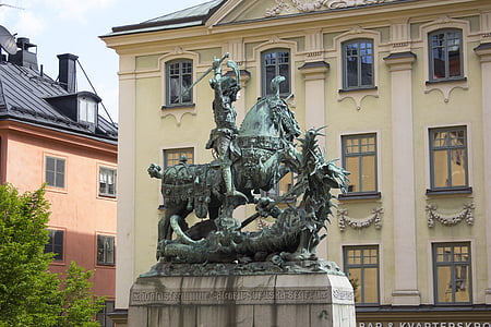 Stockholm, bronz, történelmileg, szobor, Svédország