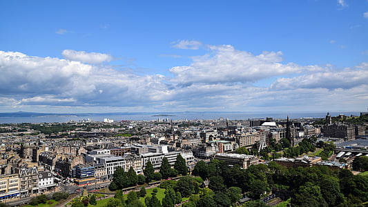 Skócia, Anglia, Edinburgh, nézet, város, panoráma, City view