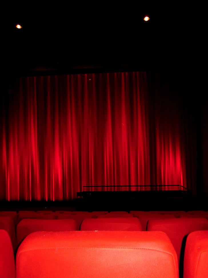 biograf, biografen siddepladser, film, Cinema hall, rød, sort, gå ud