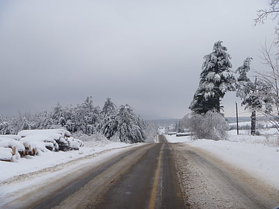 winter, road, gadou, slush, snow, ice, cold