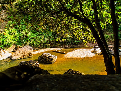 河道景观, 石头, 北泰国