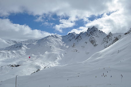 hó, Alpok, Haute-savoie, téli táj, hegyi, Ski, téli