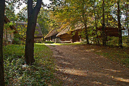 Malopolska, Polonya, doğa, eski köy, eski evleri, Geçmiş, Etnografya