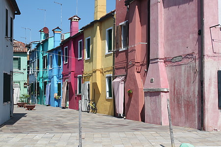 Burano, Venezia, farger, hus, regnbue