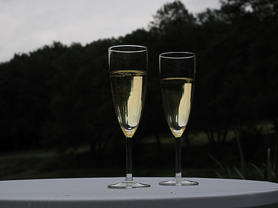 šampanjac, čaše za šampanjac, piće, naočale, alkohol, slaviti, naslanjati