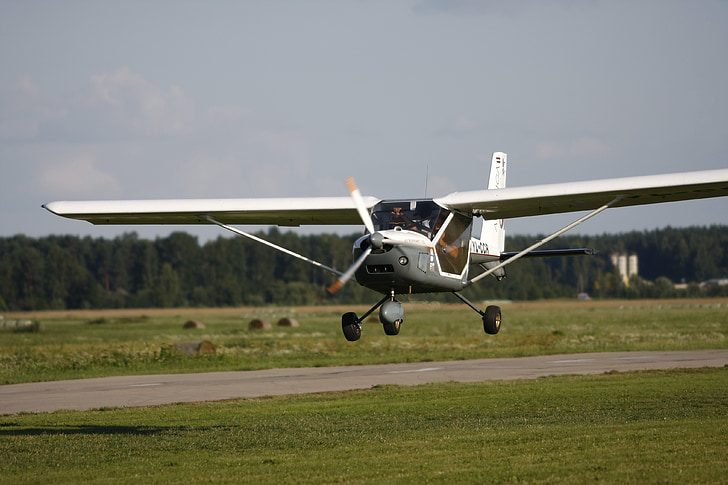 ultralight, landing, plane, aviation