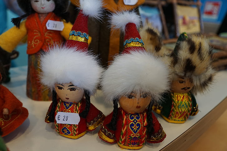 figura, folklòric, Manipuli, Kazakhstan, Expo de, exposició