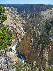 Река, желтый камень, пейзаж, США