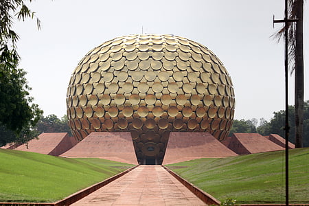 Auroville, Matir mandir, naturaleza, mundo, globo de oro, Centro de meditación, verde