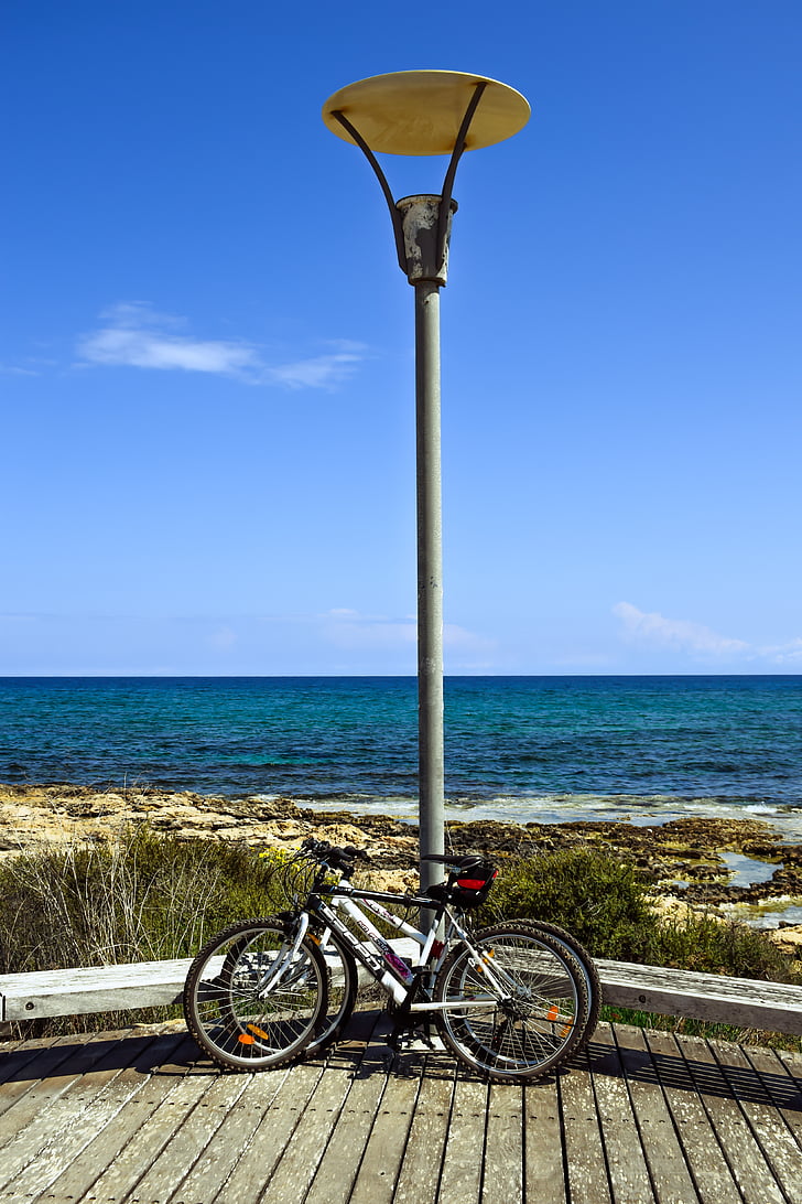bicycle, sea, beach, leisure, outdoor, recreation