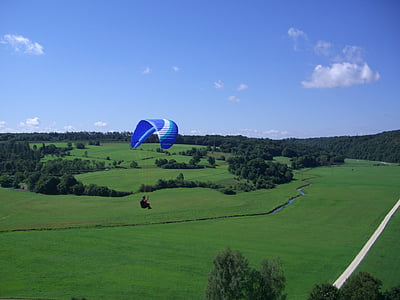 paragliding, pilot, Paraglider, flytende seiling, himmelen, blå, Castle hill