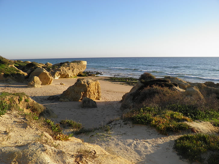plaj, kayalar, Portekiz, ıssız, Algarve, Atlantik, manzara