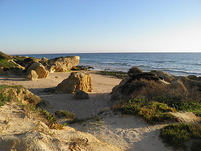 beach, rocks, portugal, deserted, algarve, atlantic, landscape