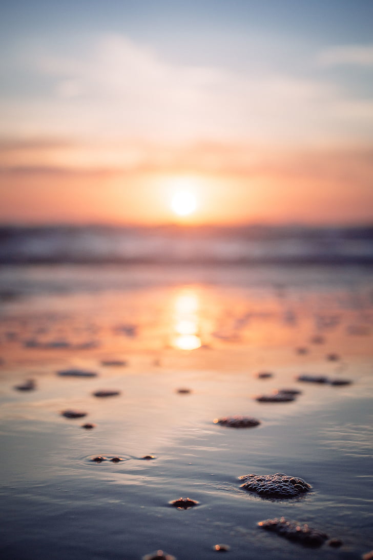 sea, ocean, water, wave, nature, sunset, blur