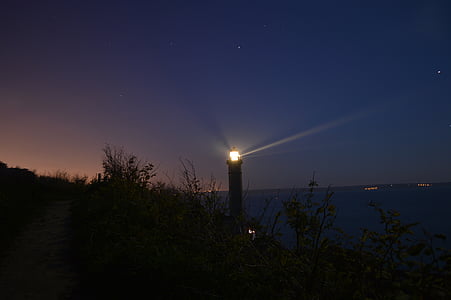 švyturys, jūrų, jūrų, jūra, šviesos, naktį, Bresto įlanka