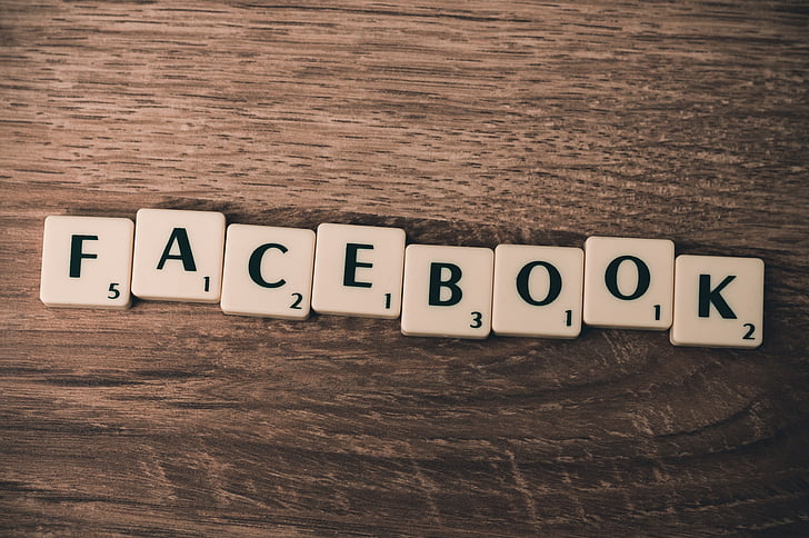 Facebook, szociális média, marketing, üzleti, Scrabble, fa, fa - anyag