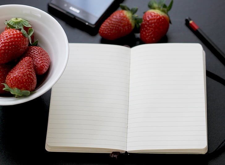 Notebook, Memo, Nota, alimentos, Moleskine, lápiz