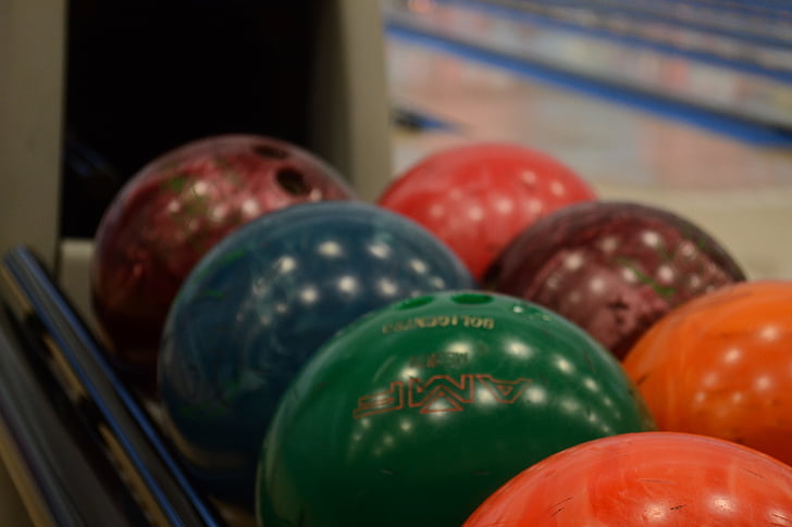 Ball, boules de, quilles, boules de bowling, couleurs, divertissement, amis