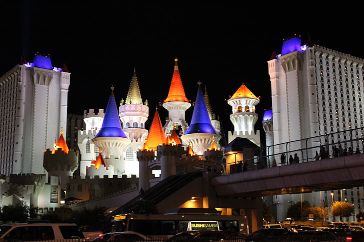 Las vegas, lâu đài, khách sạn, chơi Game, Vegas, thành phố, đầy màu sắc