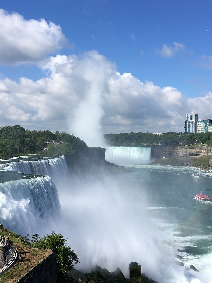 Niagara falls, Stany Zjednoczone Ameryki, Rzeka, Wodospad, wiosna, Kaskada, granica