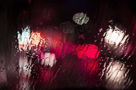 νερό, σταγονίδια, γυαλί, τη διάρκεια της νύχτας, βροχή, κόκκινο γυαλί, τρόμου