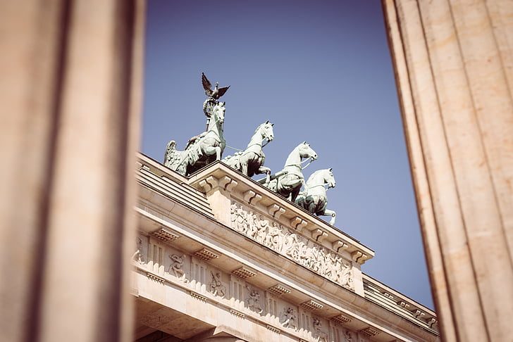 porta de Brandenburg, Berlín, Quadriga, punt de referència, edifici, columnar, Brandenburg