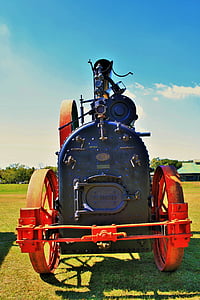 steam engine, engine, steam, black, red, mobile, power