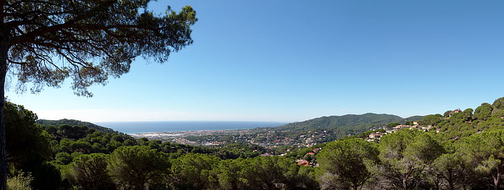 panoramisch, Cabrils, Maresme, Barcelona, zee, hemel, blauw
