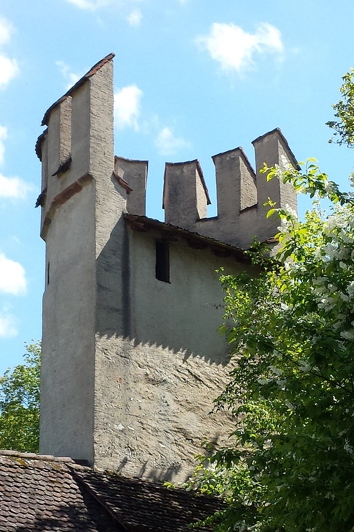 city wall, tower, basel, switzerland, historically, middle ages, wall