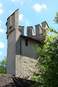 Městská zeď, věž, Basilej, Švýcarsko, historicky, Středověk, zeď