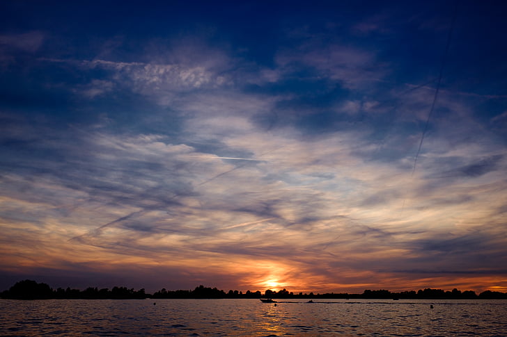 evening, lake, sky, sunrise, sunset, twilight