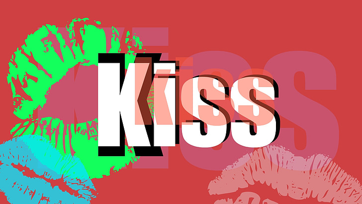 Cium, Cinta, beberapa, bibir, kartu