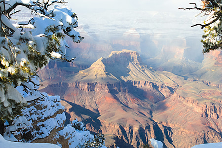 Grand canyon winter, meisje, Grand, Canyon, nationale, Park, winter
