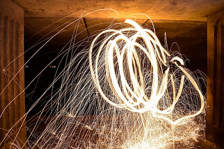 steel wool, light, circle, motion, spin, heat - Temperature, fire - Natural Phenomenon