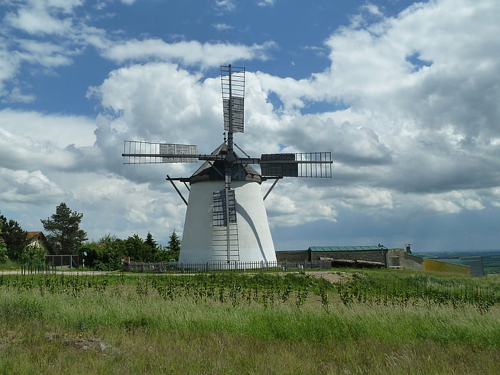 Retz, Moulin à vent, paysage, nuages, Moulin, nature, scène rurale