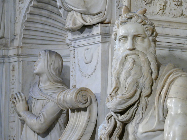 Moses, Horned, staty, San pietro i vincoli, Rom, Michelangelo, grav