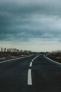 φωτογραφία, δρόμος, κοντά σε:, χλόη, γη, σκούρο, σύννεφα