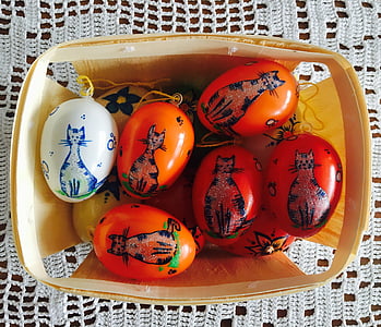 复活节, 鸡蛋, 油漆, 礼物, 老虎, 老虎猫, 猫