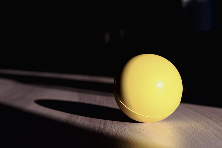 a bola, esfera de, amarelo, sombra, noite, relaxamento, escritório