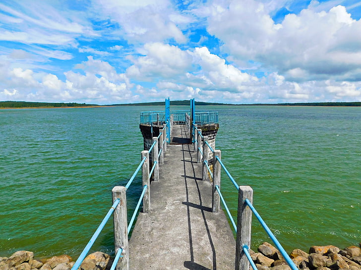 mare aux vacoas reservoir, lake, water, bridge