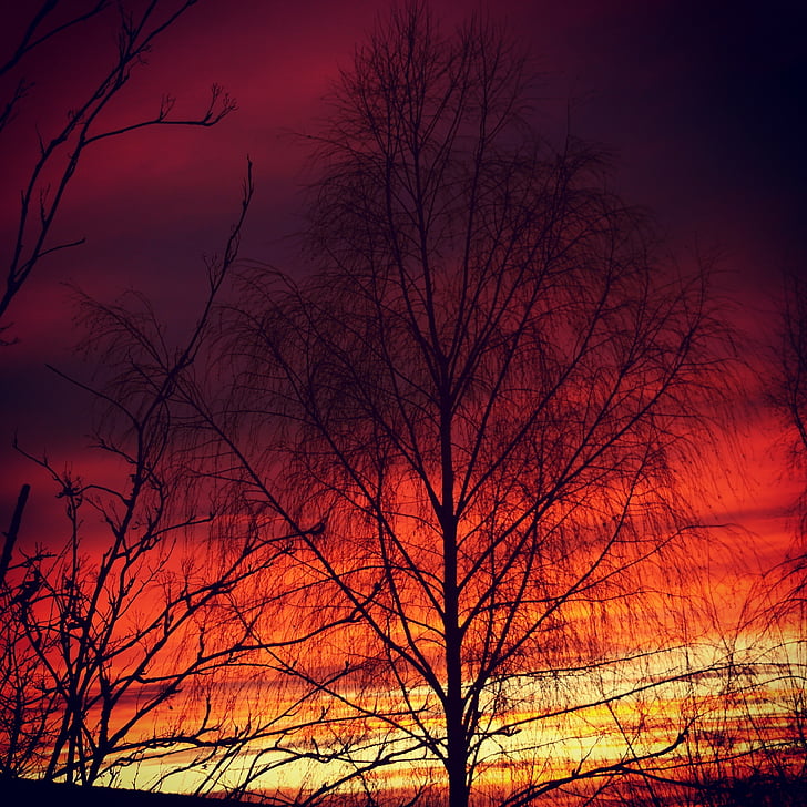 Закат, вечернее небо, красный, приятное воспоминание, abendstimmung, Природа, Сумерки