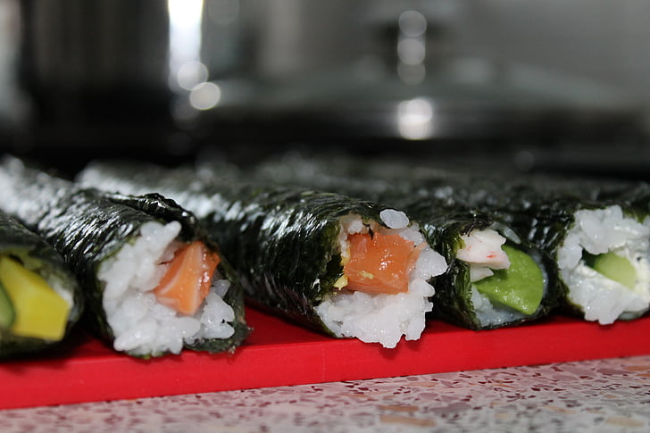 sushi, roll, Asia, Makanan, Makan
