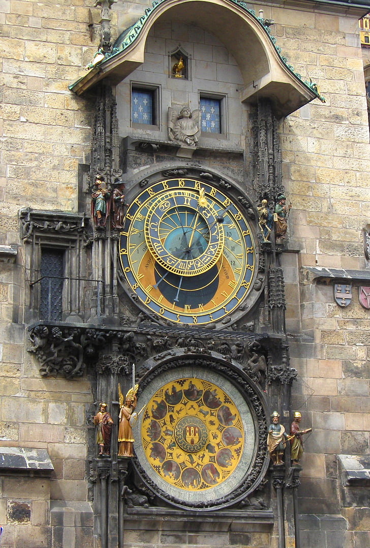 rellotge, Praga, antiguitats, hores, arquitectura, Rellotge astronòmic - Praga, rellotge astronòmic