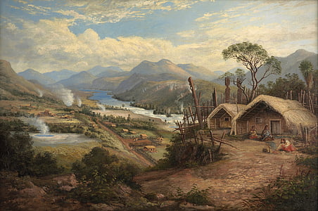 Charles blomfield, art, peinture, huile sur toile, paysage, montagnes, Sky