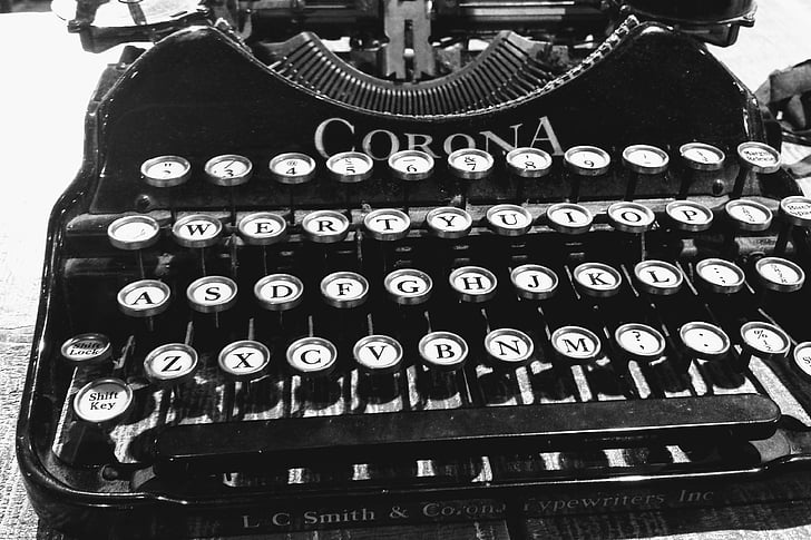 psací stroj, staré, Corona, psaní