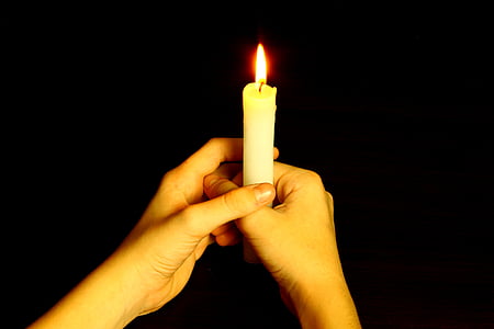 bendrystės, šviesos, žvakė, malda, religija, girdi, rankas