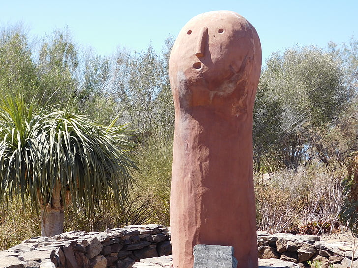 偶像, 雕像, 沙漠, 脸上, 洛杉矶 caserones, aldea de san 何塞·尼古拉斯·里瓦斯, 西班牙